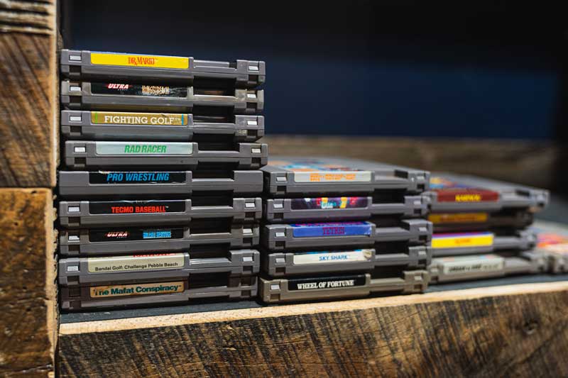 Stack of classic video games