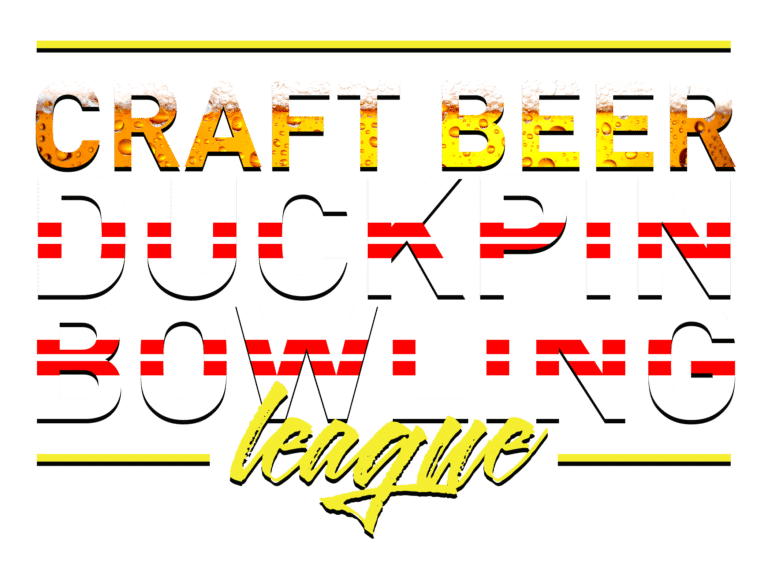 An image with the text 'Craft Beer Duckin' Bowling' in bold black and orange letters on a yellow background.